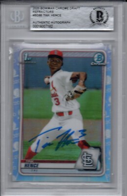 Tink Hence 2020 Bowman Draft Chrome Refractor Signed Rookie Card Beckett