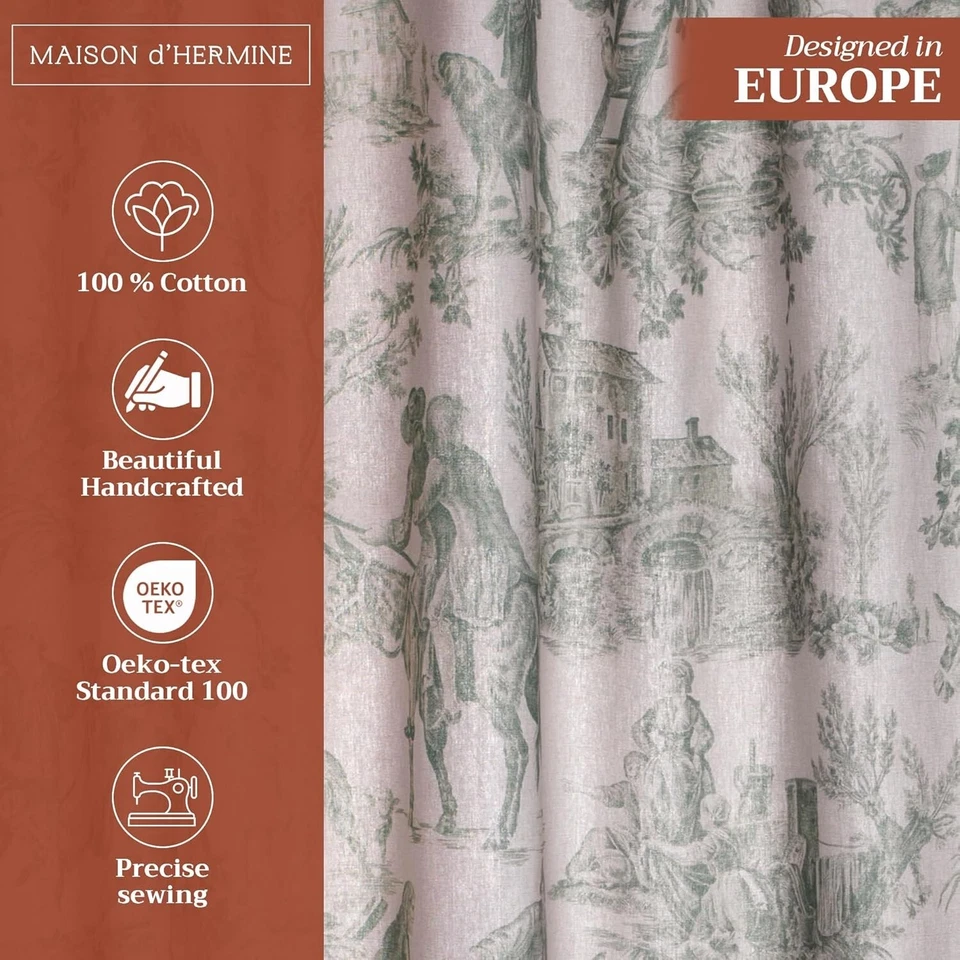 Paneles de ventana de inodoro verdes antiguos - 100 % algodón, 50" de ancho x 124" de largo para un estilo atemporal Foto 4 de 4