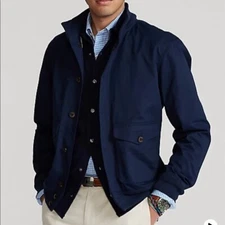 Polo Ralph Lauren Men's Button Down Chino Jacket in Navy SZ.L NWT$498