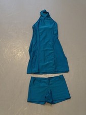 TEAL NATALIE Halter DANCE DRESS COSTUME TAP LYRICAL Contemporary girls 6x-7