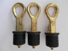 3 Moeller Marine Products Snap-Tite Boat Drain Plugs 1 1/4" Brass NOS