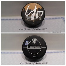 Carl Hagelin Signed Pittsburgh Penguins 2016-17 Back to Back Champions Puck COA
