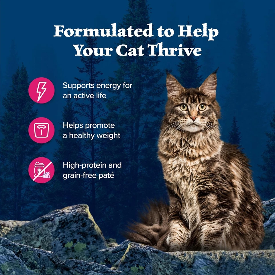 Alimento húmedo natural alto en proteínas sin granos Wilderness para gatos adultos, paté de salmón, Foto 4 de 4