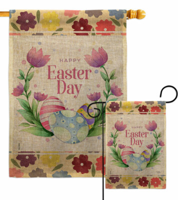 Joyful Easter Burlap Garden Flag Springtime Decorative Gift Yard House Banner