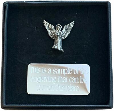 Personalisierte Geschenkbox & handgefertigter fliegender Engel (C17) Zinn Pin Anstecker