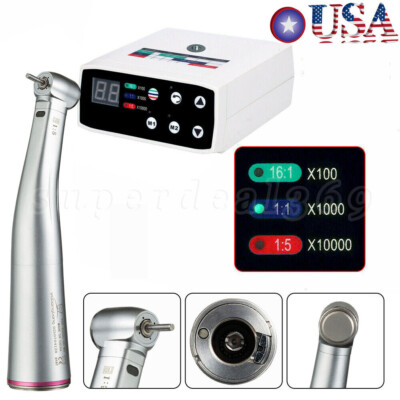 NSK Style Dental Brushless LED Electric Micro Motor+1:5 Fiber Optic Contra Angle