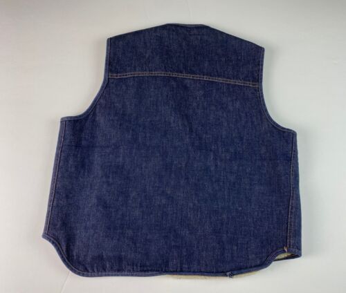 Vintage Sears Roebuck Denim Vest faux shearling Men's Large western wear - Picture 2 of 11