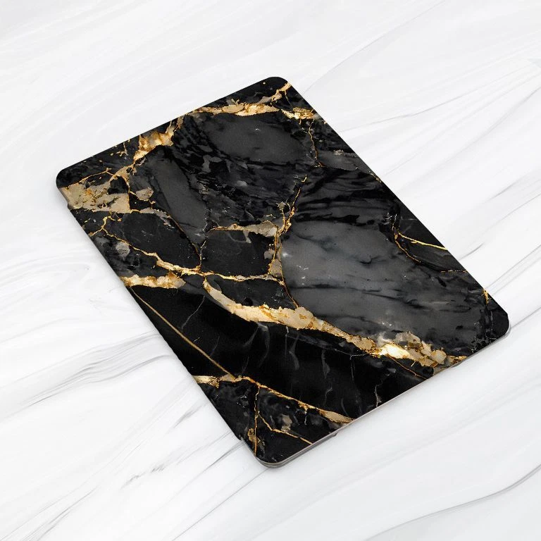 Dark Grey Gold Marble Stone Case For iPad 10.2 Air 3 4 5 Pro 9.7 11 12.9 Mini - Image 3 of 4
