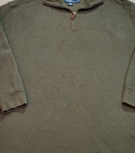 Polo Ralph Lauren Men's 1/4 Zip Sweater Size 2XB Heather Green Purple Pony - Picture 3 of 14