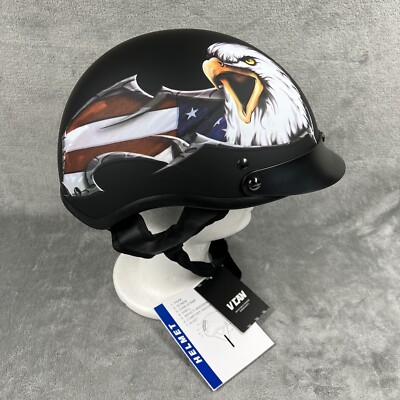 VCAN V5 Cruiser Patriotic Eagle Motorcycle Half Helmet Size XL