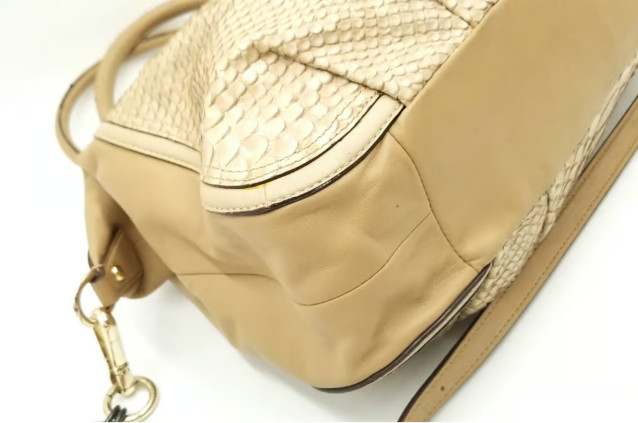 Coach Beige Python Satchel/Crossbody Bag - image 5