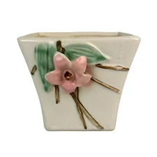 Vintage McCoy Pottery 1940s Blossom Time Dogwood Floral Planter Pink Flower Home
