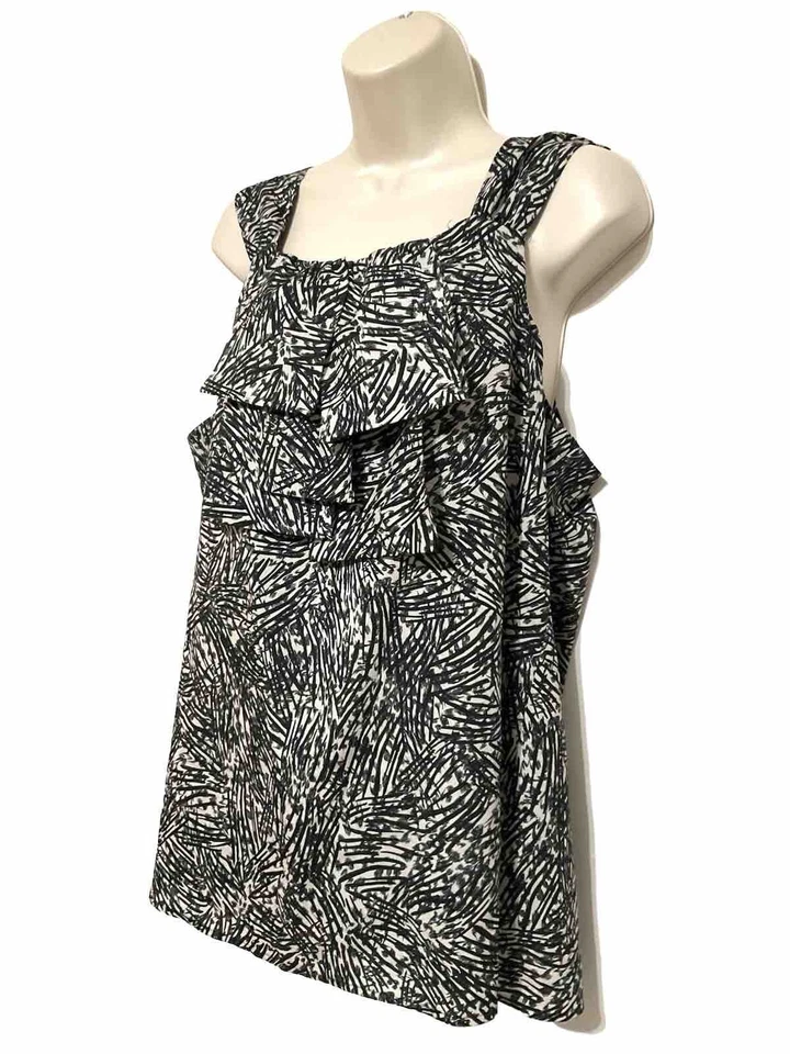 Blusa sin mangas Mossimo XL negra lt bronceada ligera plata brillo lazo geométrico Foto 2 de 4