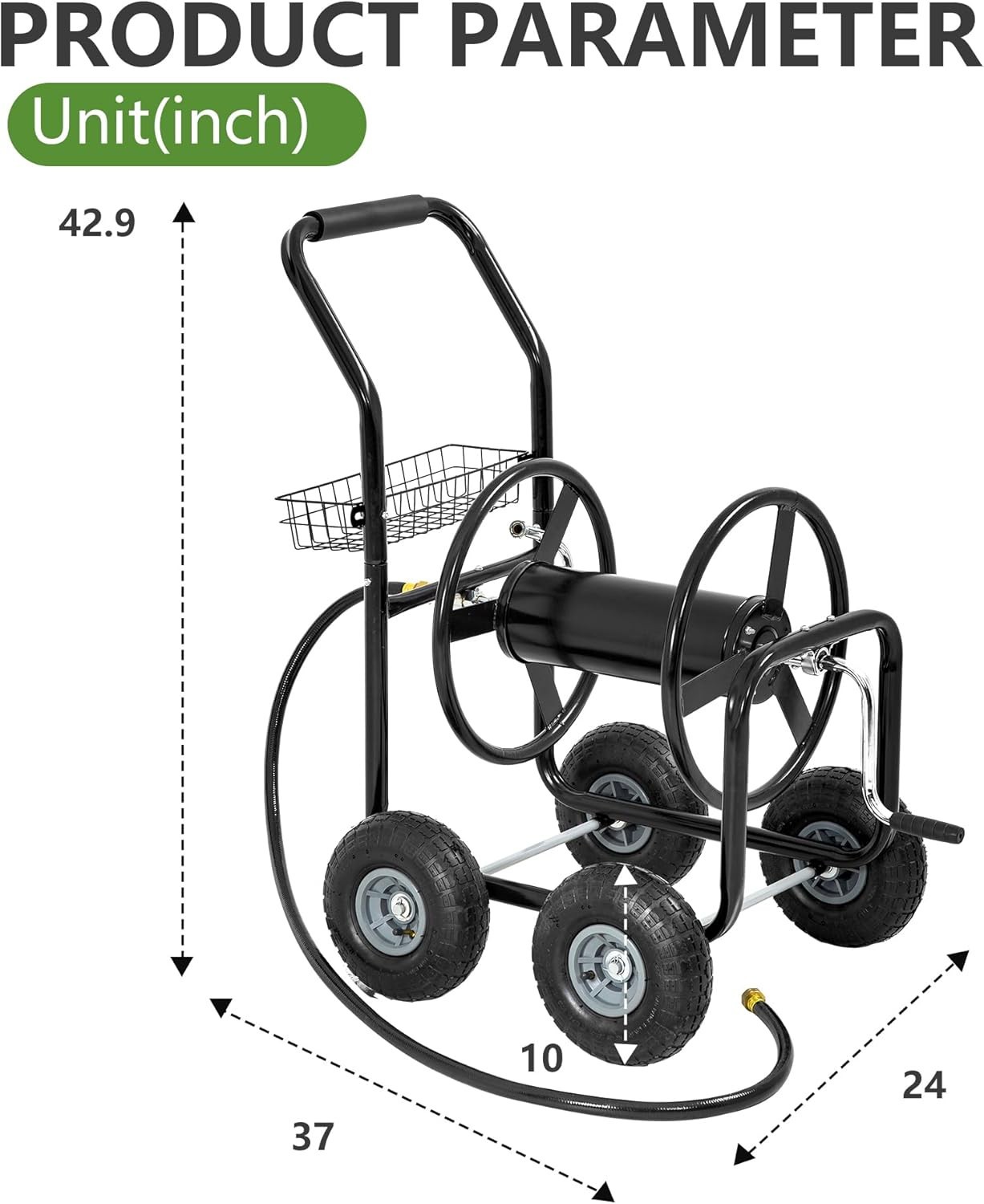 Hose Reel Hold Up To 300 Ft Heavy Duty Garden Hose Reel Sturdy Water Hose Reel