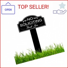 Atiloy No Soliciting Sign for House with Stake 7 x 3.5 Inch Waterproof Resistant