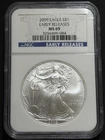 2009 NGC MS-69 AMERICAN SILVER EAGLE 1 OZ .999 SILVER EARLY RELEASE