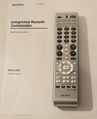 Sony RM-VL600 8 Device Learning TV Universal Remote Control with  Manual  Tested