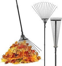Pelle & Sol Garden Rake 38-63 Inch Adjustable Lawn Rake for Gardening Grass w/