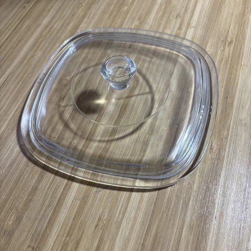 Vintage Pyrex P-7-C (23) Square Glass Lid for Corning Ware Casseroles 7-1/4" (C)