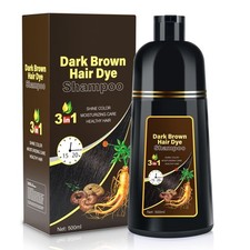 Dark Brown Natural Hair Dye Shampoo 3 in 1, 16.9 Fl Oz/500 ML, Semi-Permanent...