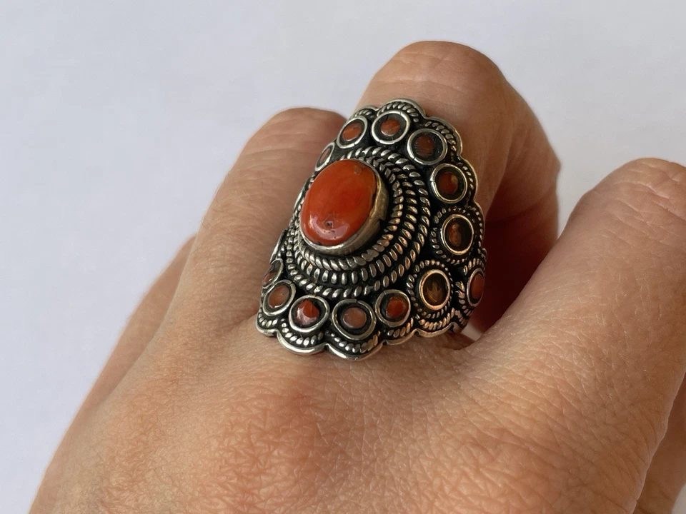 Vintage Ring massiv Silber  925 mit Stein Orientalisch Style