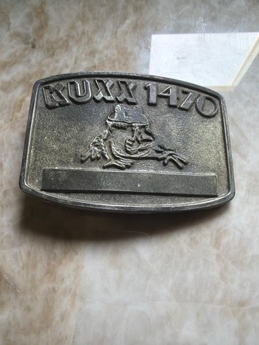 GREAT VINTAGE 1970s **KUXX 1470** MUSIC RADIO STATION PEWTER BELT BUCKLE