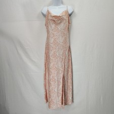 Paper Heart Anthropologie Maxi SLip Dress Sz Medium Cowl Satin Floral Print