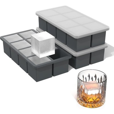 Silicone Ice Cube Trays with Metal Reinforced Frame(3 Pack),Large Ice Cube Tray