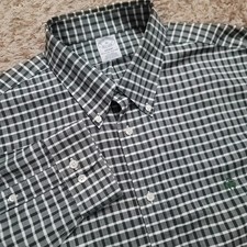 Brooks Brothers Regent Shirt Mens XL Green Gingham Non-Iron Supima Cotton L/S