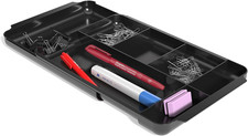 Expandable Plastic Drawer Organizer, 7-Compartment, Black Adjustable Desk and