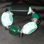 Best Pick Paparazzi-Modern Chunky Beaded Necklace W/Bracelet (Green & Silver) — photo 2