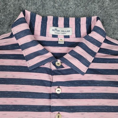 Peter Millar Summer Comfort Golf Polo Shirt Men's XL Striped Pelican Hill Logo