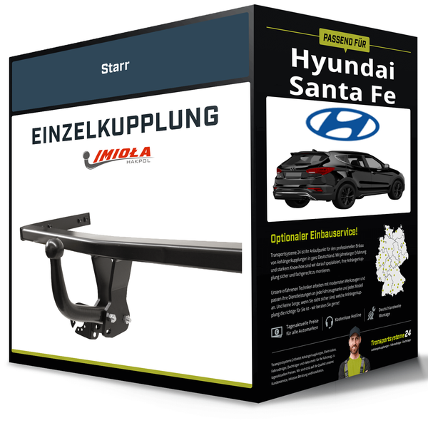 Starre AnhäNgerkupplung FüR Hyundai Santa Fe 12- Iii Typ Dm Imiola Hak-Pol Neu-image