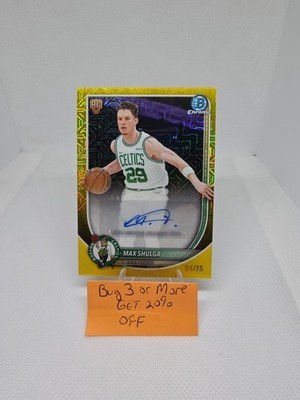 2025-26 Bowman Chrome Max Shulga Auto Yellow Mojo Refractor #/75 Boston Celtics