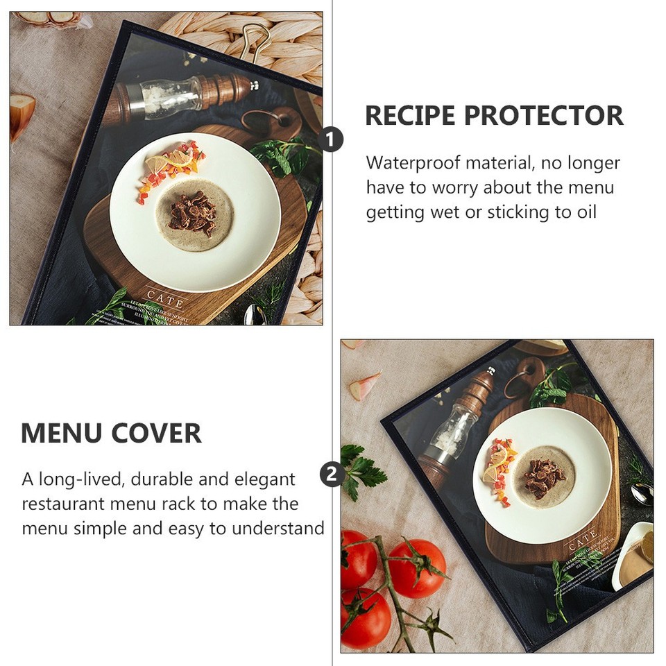 3 Pcs Restaurant Menu Cover Covers Book Transparent Recipe Holder ...