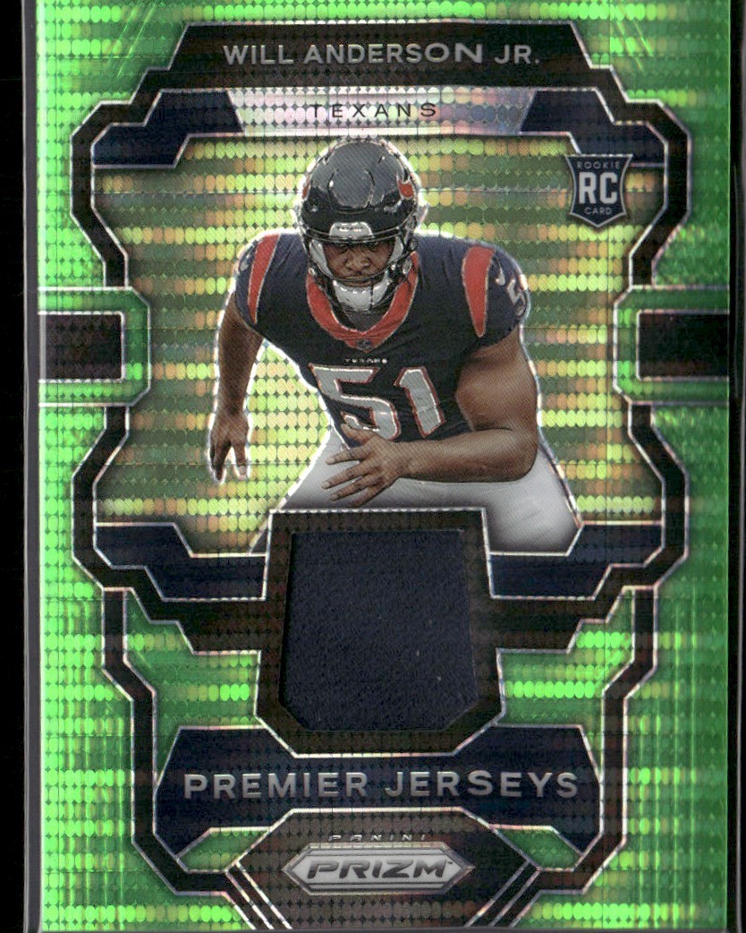 2023 Panini Prizm Football Green Pulsar Premier Jerseys Rookie Will Anderson Jr.