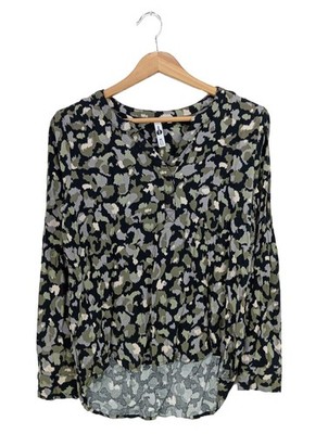EVER ME Langarm-Bluse Damen Bluse Gr. DE 38 hellgrau-khaki-schwarz Casual-Look