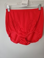 Vintage Pennys Gaymode Red Panties Embroidered Lace Detail Size 34