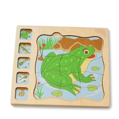 Schichtenpuzzle Lebenszyklus Frosch Montessori Holz Lagen-Puzzle Lernspielzeug