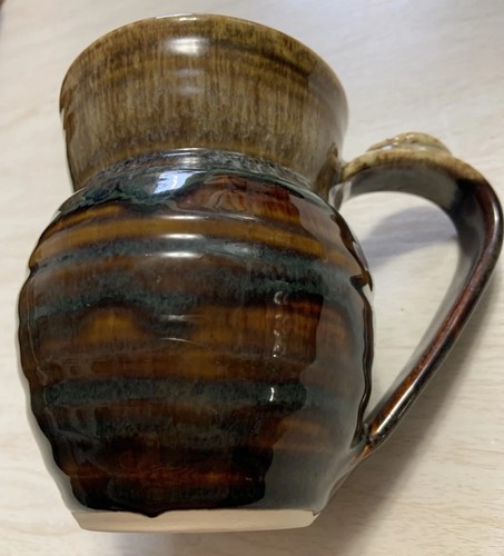 Healing Touch Pottery Mug Blue Drip Glazed Hand Thrown /Signed /Clay - Picture 5 of 22