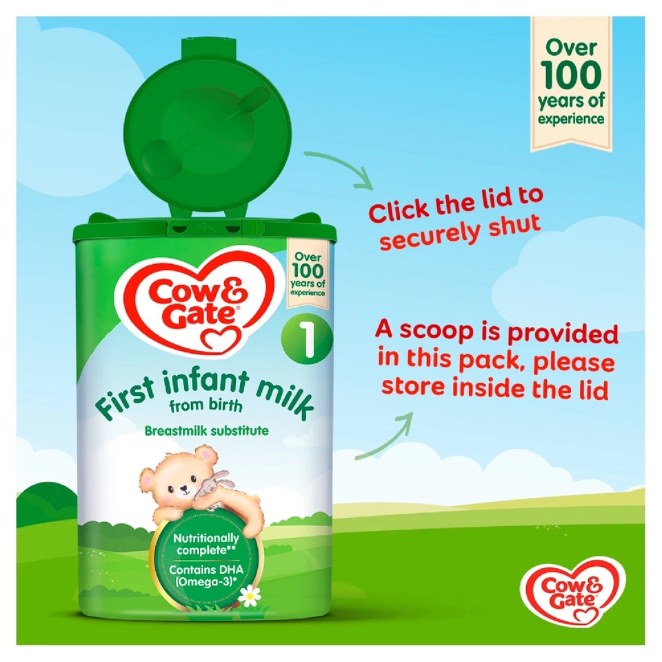 3 x 800g Cow & Gate First Baby Milk Formula Suitable From Birth - Image 4 of 4
