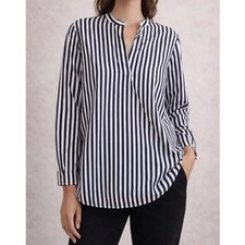Everlane‎ Striped Cotton Poplin Tunic Shirt 8 Black White 90s Librarian Chic Top