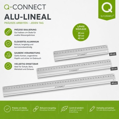 ALU-Lineal Q- Connect 20 cm, 30 cm, 40 cm Länge wählbar