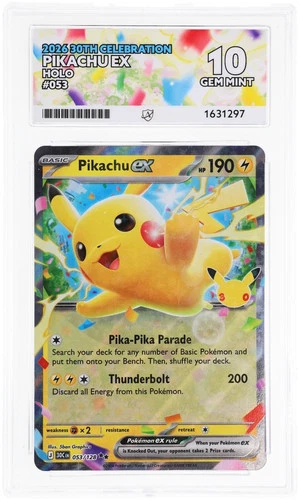 ACE 10 Pikachu EX 053/128 30th Celebration Pokemon Gem Mint