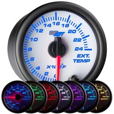 SLIGHTLY USED GLOWSHIFT WHITE 7 COLOR 2400 F EXHAUST GAS TEMP GAUGE w EGT PROBE