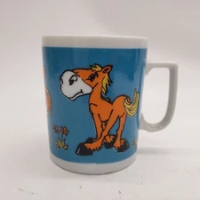 Vintage 1960s Stylecraft Porcelain Donkey, Hippo, Cowboy Cartoon Mug #1223 Japan