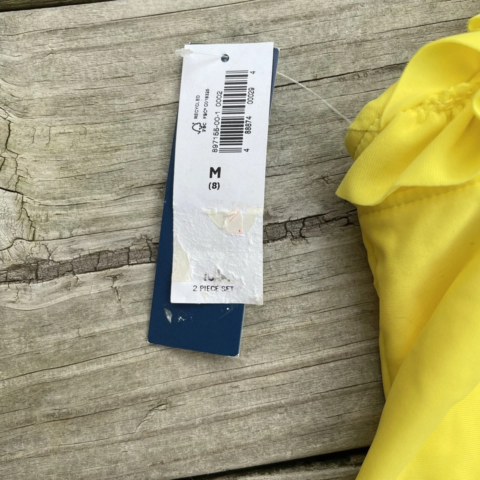 NWT Old Navy Girls Medium 8 Yellow Ruffle Halter Top UPF 40 Lined Swimsuit Top - Image 3 of 4