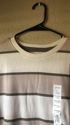 New Sonoma Shirt Boys Tan Striped Long Sleeve Crew Neck Tee Shirt Top Boys Large - Picture 3 of 11