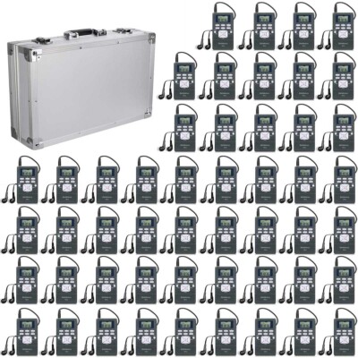Retekess PR13 Pocket FM Radio Wireless Tour Guide System 50 Receivers with Case