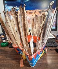 NATIVE AMERICAN INDIAN CHIEF HEADDRESS SMALL 8" FEATHERS HEADDRESS, 28" DIAMETER